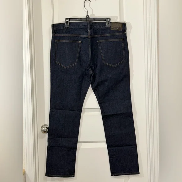 Express Men's Slim Straight Jeans in Dark Blue - Picture 2 of 2